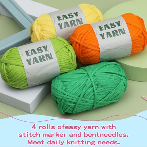 4x50g Chunky Yarn for Crochet Cotton Yarn, Easy Crochet Yarn for Crochet with Easy-to-See Stitches, Stitch Markers - Image 4