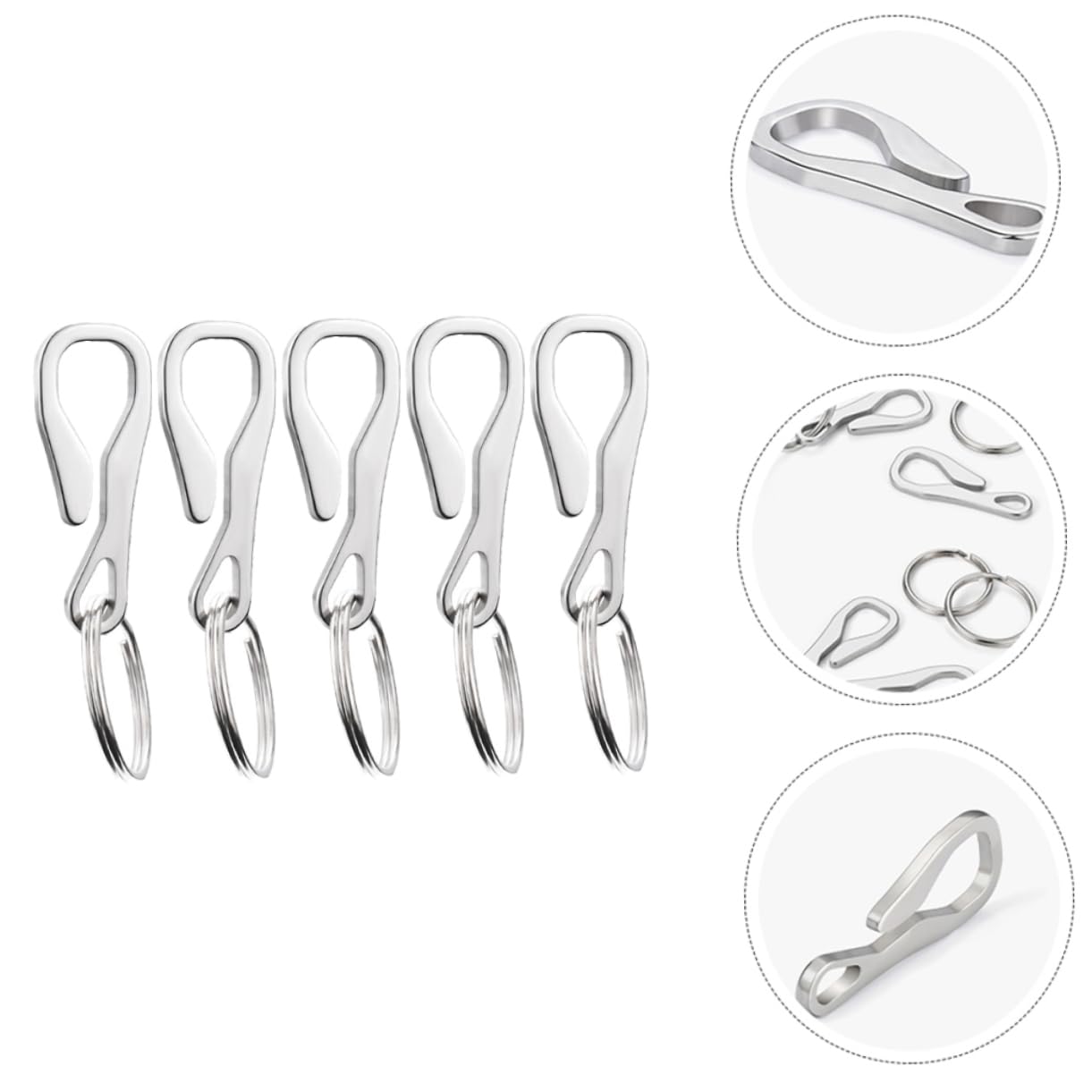 BESPORTBLE Portachiavi Moschettone Chiave Moschettone per Chiavi Fibbie Esterne in Argento Gancio per Auto Ganci per Auto Clip per Chiavi Silver Acciaio Inossidabile