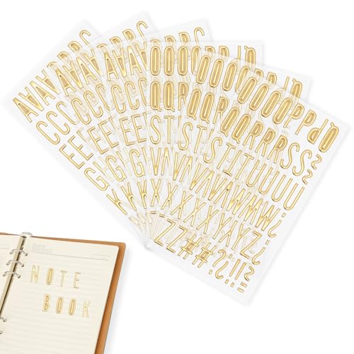 6 pegatinas con letras 3D de 17,8 x 10 cm, pegatinas de letras doradas, fuerte adherencia, fáciles de pelar, letras adhesivas grandes, para tarjetas personalizadas, álbumes de fotos, cajas de regalo