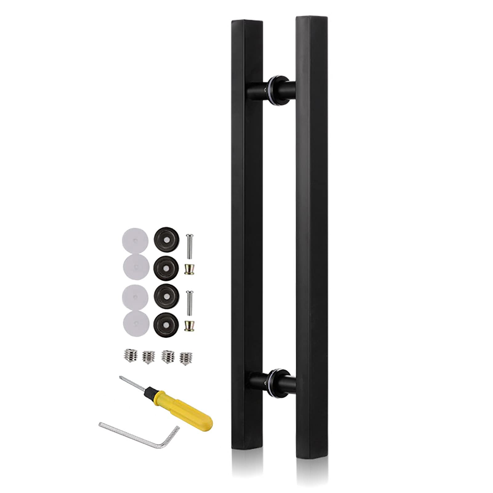 Poignée de Porte coulissante Robuste en Acier Inoxydable Noir Mat pour Portes en Bois et en Verre, 150 cm (59 Pouces), pour Usage Commercial.
