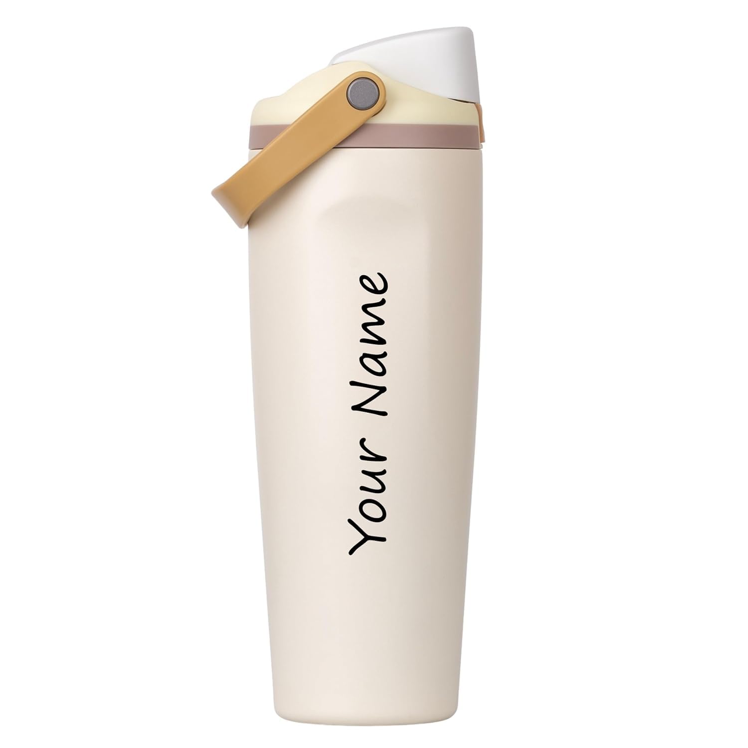 Personalised with Your Name, 1200ml Tumbler with Straw - Handle – Stainless Steel Double Wall Insulated Cup | Leakproof Sipper Mug for Hot - Cold Drinks | Coffee - Water Tumbler (Lightly Toasted)