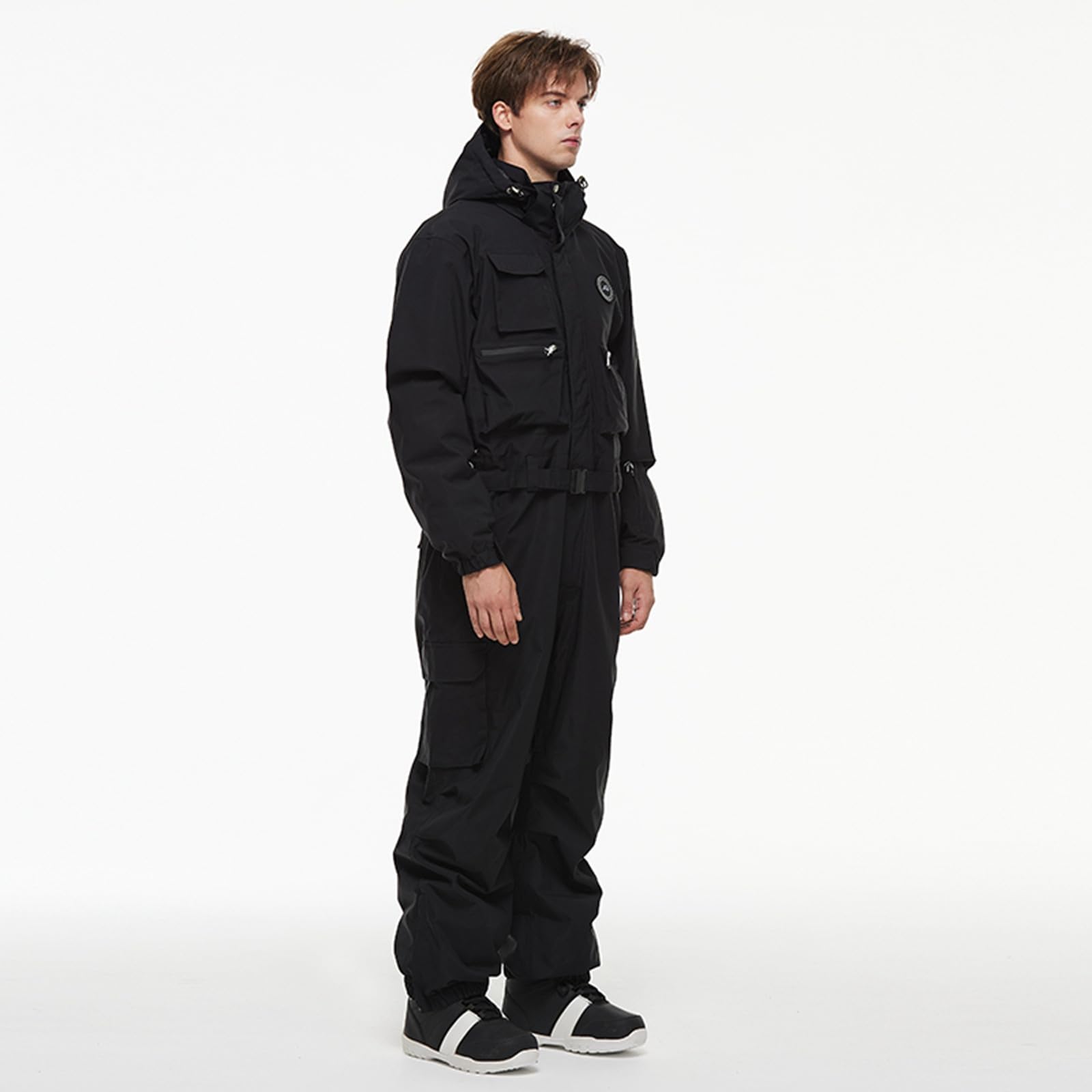 Generisch Tuta da sci invernale da uomo, impermeabile, con cappuccio, pantaloni da neve, pantaloni da snowboard, sportivi, per attività all'aria aperta, con tasche