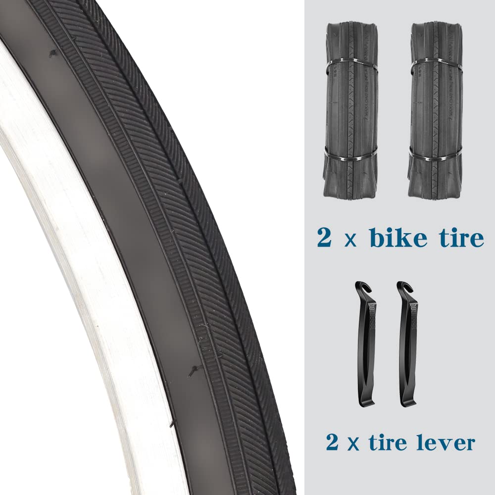 27 X 1 1/4 Bike Tire 27 Inch Road Bike Tires 32-630 Folding Bead Replacement Bicycle Tire Set (2 Tires No Tube)
