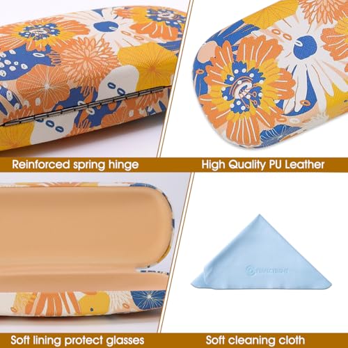 Image of PERFECTSIGHT Hard Shell Eyeglasses Case, PU Leather Protective Glasses Case, Cute Eyeglass Case for Women Men Girls