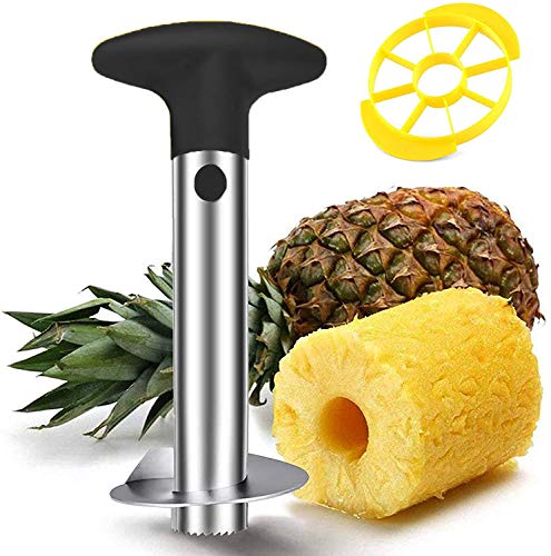 Pineapple Corer and Slicer tool, Upgraded Thicker 304 Stainless Steel Kitchen Pineapple Cutter Peeler for Easy Core Removal & Slicing with Wedger, Premium Pineapple Core Remover Tool (silver)