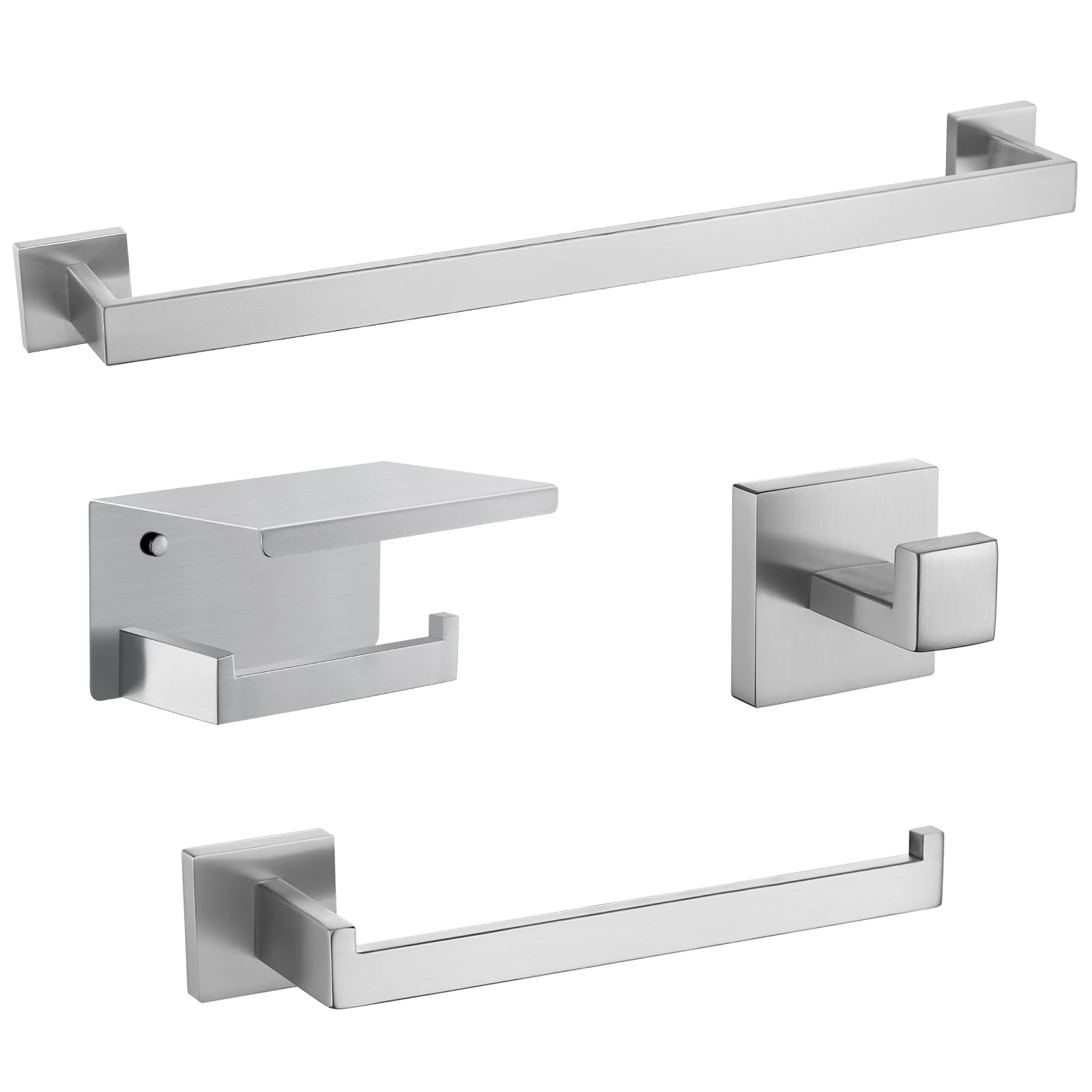 TURS Bathroom Hardware Set 4Piece Brushed Bath Towel Bar Set Include