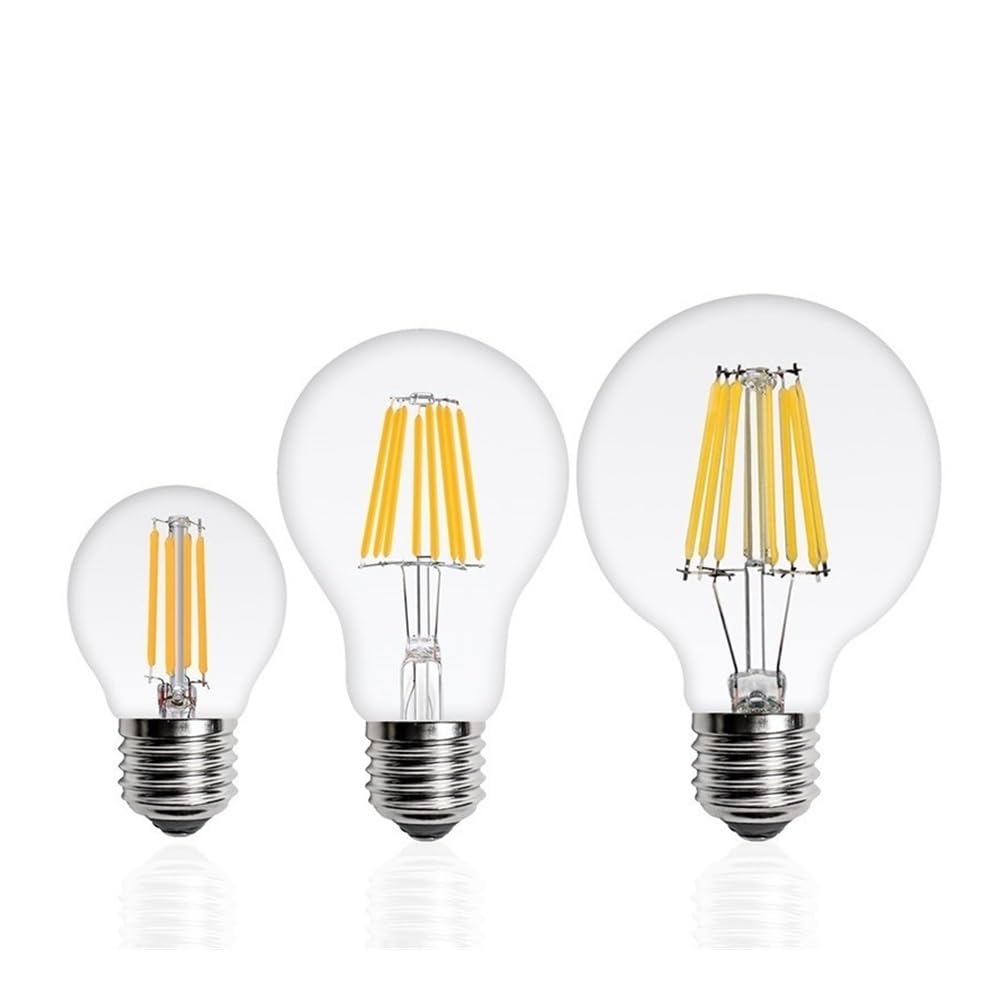 RZL Lighting, Paquete de 10, Bombilla de filamento LED E27 AC220V G45 G80 G95 lámpara Retro Edison Bombilla de araña de Vela(Warm White E27 G95,4w)