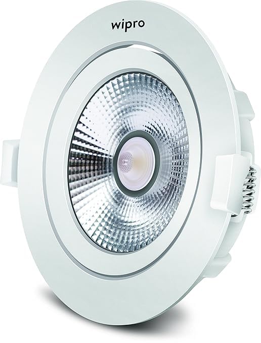Image of wipro Garnet 6 W Slim COB Downlight for False Ceiling | Cool Day White (6500K) | Ceiling or Cabinet Light with Adjustable Optics | Pack of 4