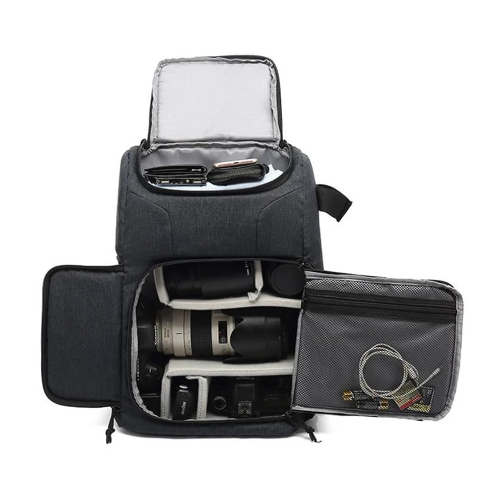 Borsa Reflex Zaino for fotocamera impermeabile Borsa for fotocamere DSLR for treppiede portatile da viaggio for obiettivo for video(Grey)