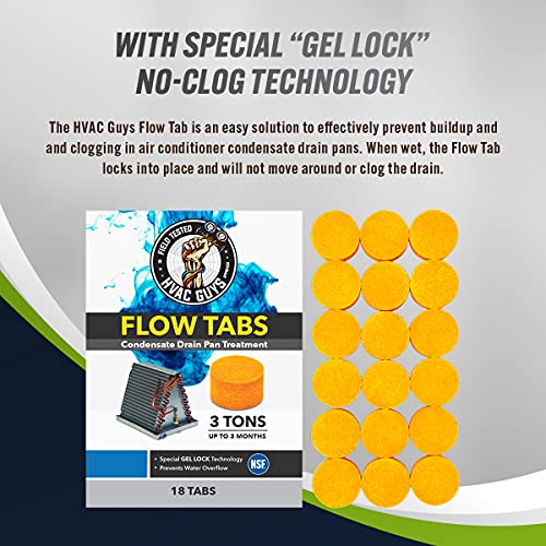 Leak Saver HG-FLOW18 Hvac Guys Flow Tabs With Gel Lock Technology - 18 Pack - Keeps Drain Pans Clean, Prevents Overflow, 3 Ton Tab Lasts Up To 3 Months - 1 Tab Is Equal To 18 Regular Tablets thumb #1