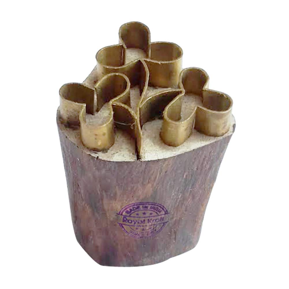 Royal Kraft Floral Brass Wooden Stamps for Block Printing on Clay, Pottery, Fabric Btag029