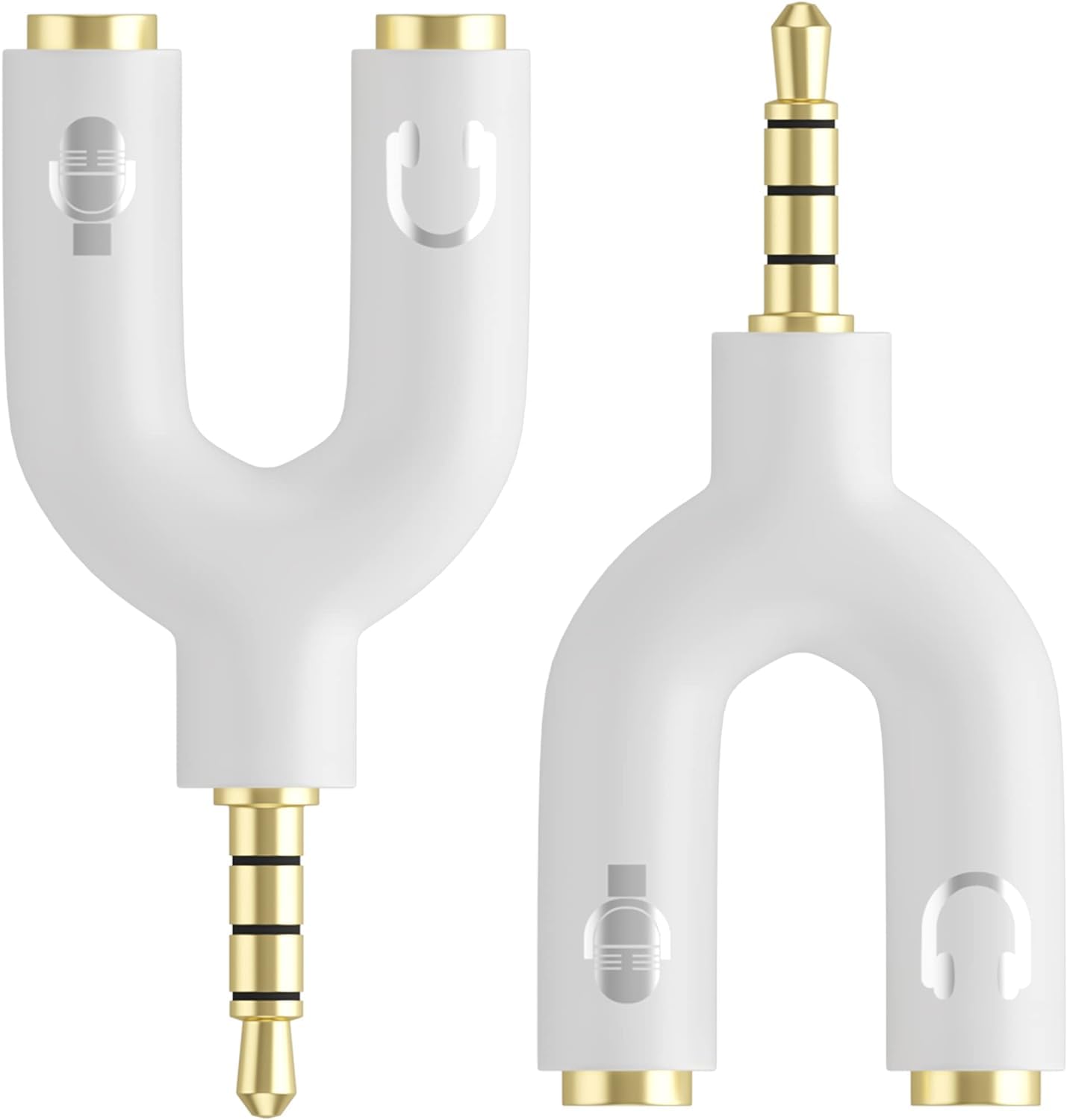 3.5mm Audio Jack Splitter to Headphone Microphone Splitter Converter Adaptor 3.5mm 1 Male to 2 Port Female for Headphone Adapter for Mobile Tablets Laptop (White, Pack of 2)-image-33