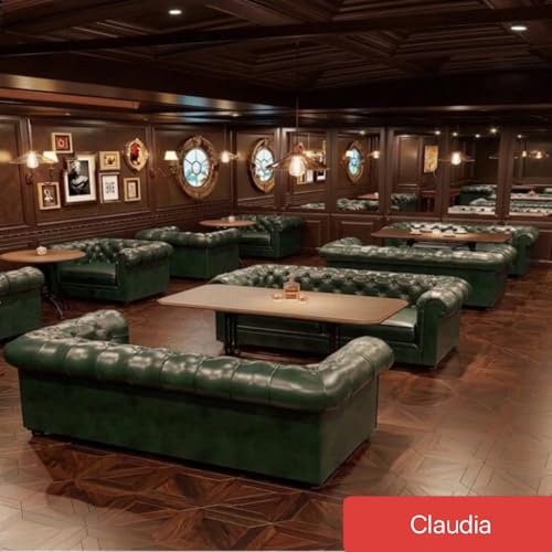 Image of Modern Classic Design Leatherette Luxury Chester Sofa Set with Button Tufted, Sofa for Living Room Home, Office, Bar, Hotel, Restaurant and Lobby Furniture Living Room Set (Green, 1 Seater Sofa)