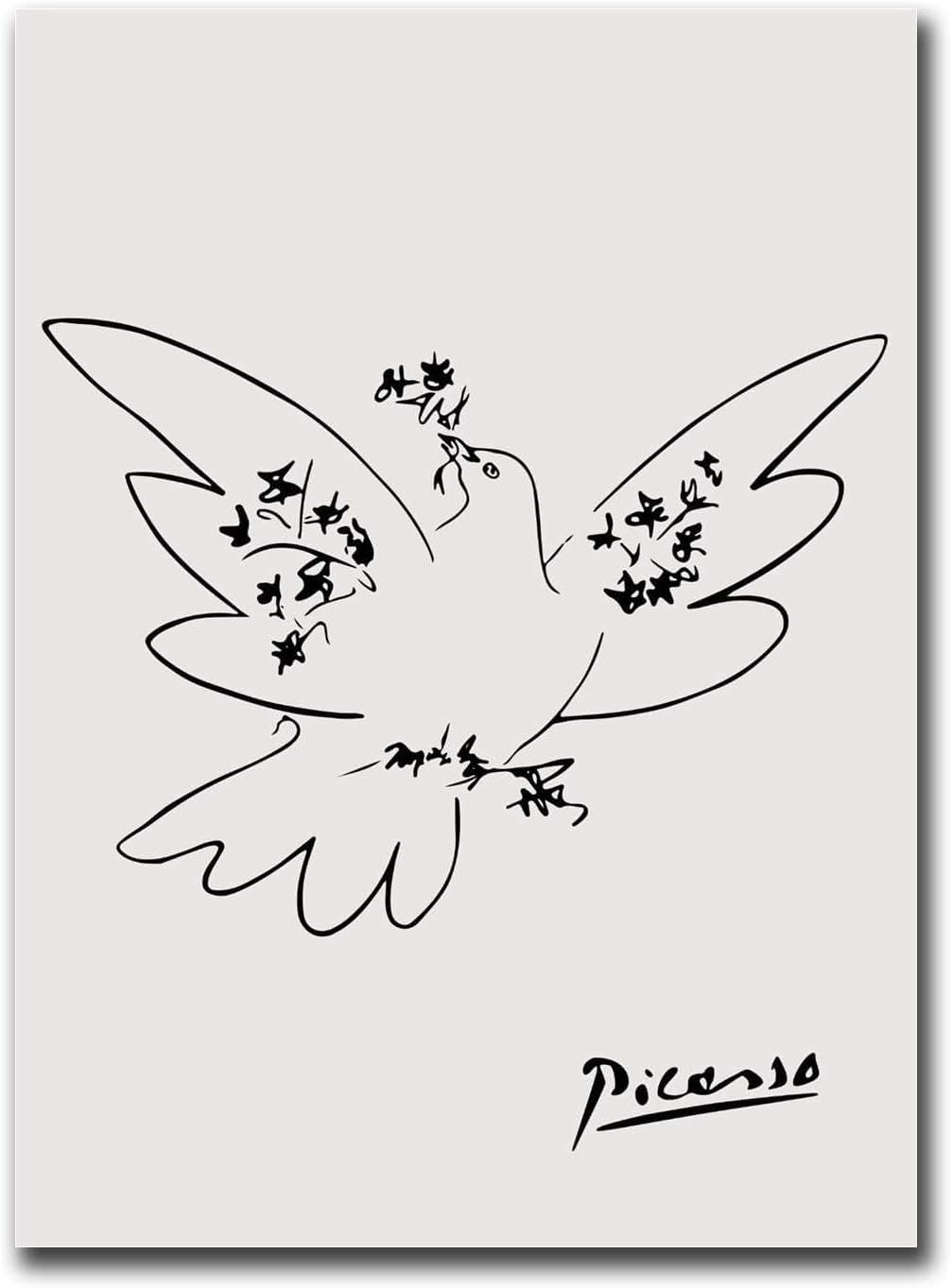 Matvsd Kohecs Pablo Picasso Prints The dove of peace Canvas Painting Pablo Picasso Poster Abstract Wall Art Abstract Picture for Office Decor 30x45cm Frameless