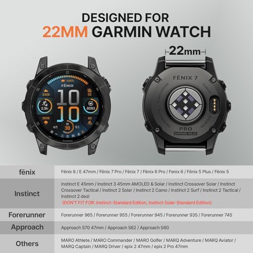 Bandletic correa de 22mm compatible con Garmin Fenix 8 miniatura 6