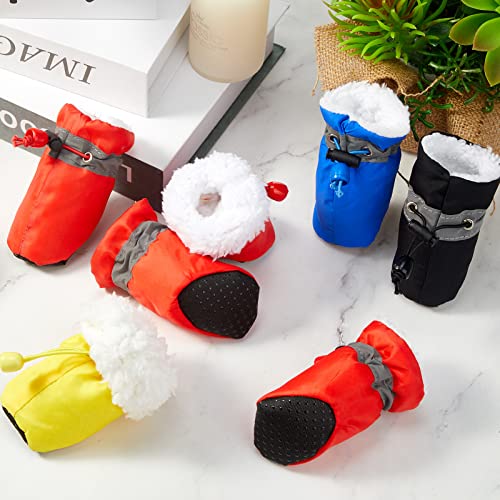 4 Sets 16 Pieces Waterproof Dog Shoes Rain Snow Boots Dog Paw Protectors Breathable Dog Winter Boots Anti Slip Dog Sock Shoes With Adjustable Drawstring For Dogs Pets (Small) #TOP3