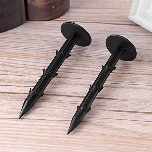 Alapaste 100pack Garden Pegs Anchors Mulch Pegs, Rustproof Plastic Yard Pegs Barbed Stakes Rod Nail for Fixing Weed Mat and Tents,Black (4.3in) - Thumbnail 4