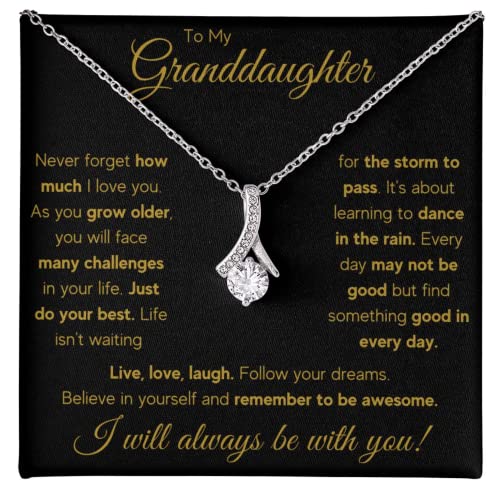 Granddaughter Necklace Gifts From Grandma Grandmother or Grandpa Grandfather To My Granddaughter Graduation Birthday Pendant Jewelry with Message Card and Gift Box