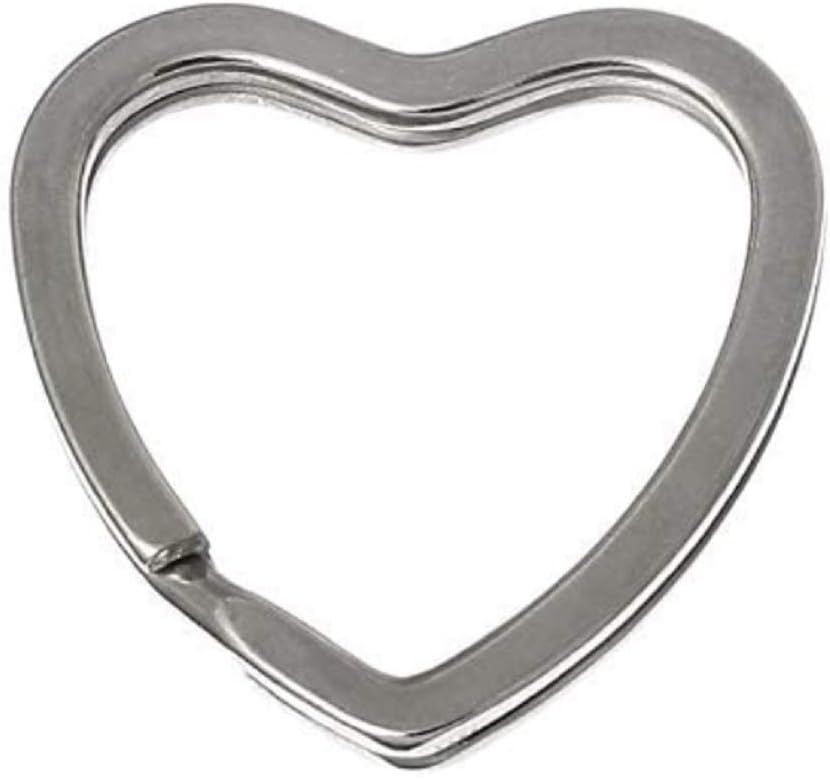 Silver Tone Heart Shaped Keyrings to Make Key Chains 3.1cm(1 2/8") x 3.1cm(1 2/8