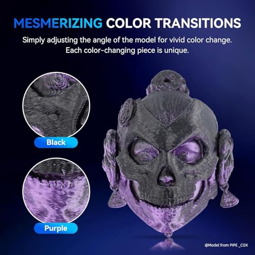 Image of JAYO Silk Dual Color PLA Filament 1.75mm Black-Purple 1.1kg, Shiny Gradient Dual-Tone PLA, High Gloss Finish, Easy to Print, Layer Concealing, Fits for Most FDM 3D Printers