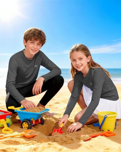 Image of Boys UPF 50+ Swim Shirt Long Sleeve, 1 or 2 Pack Rash Guard Tops
