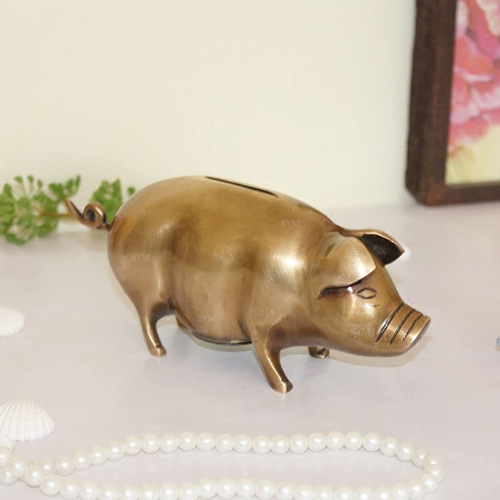 Amazon.co.jp: 貯金箱 真鍮の黄金の豚貯金箱かわいいコイン銀行の