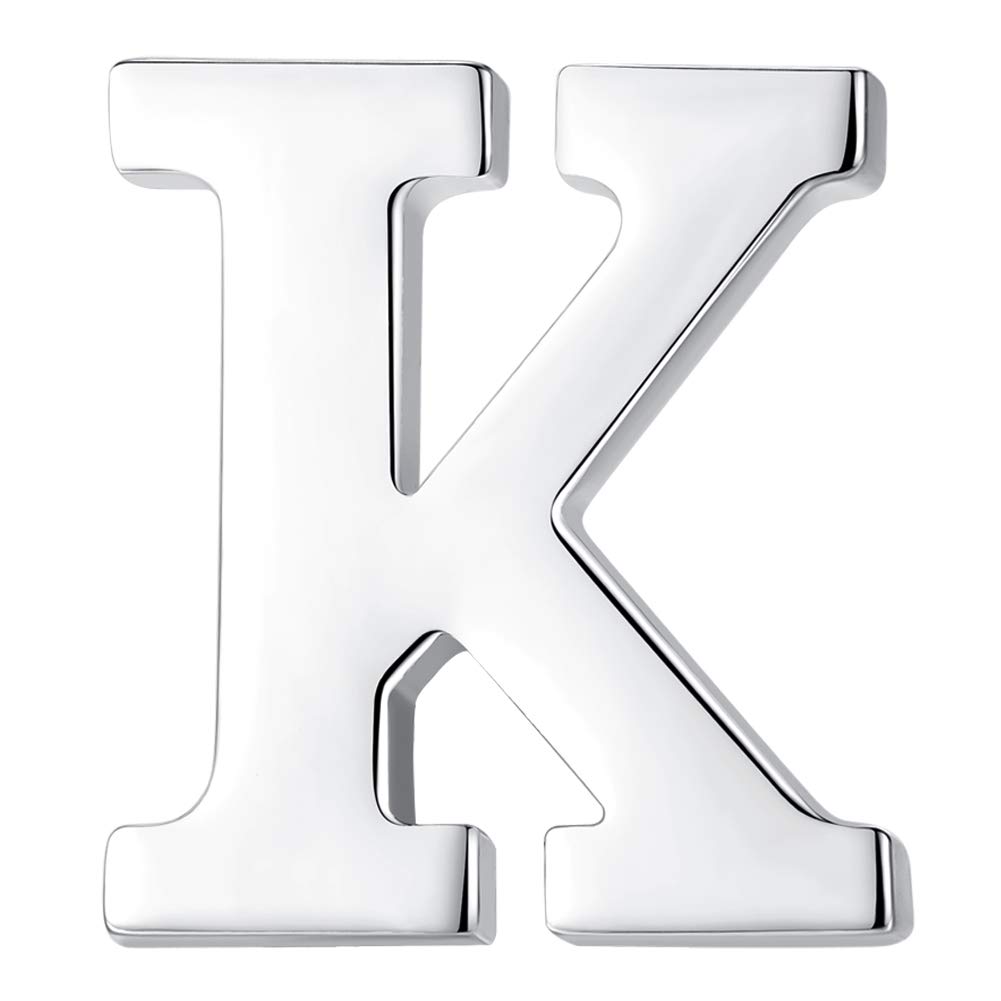 HONEY BEAR Silver Initial Letter Tie Lapel Pin Brooch for Men Women Shirt