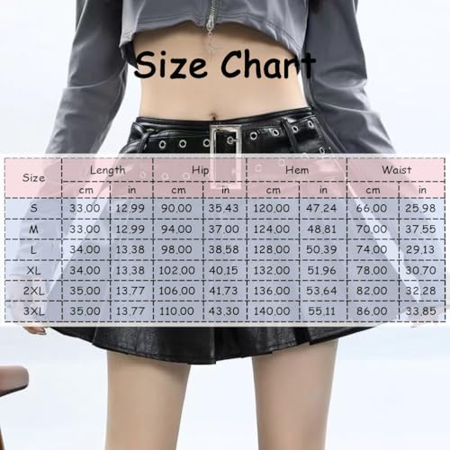 Women's PU Leather Short Skirt High Waist A-Line Flowing Hem Casual Pleated Fashion Skirts with Lining4