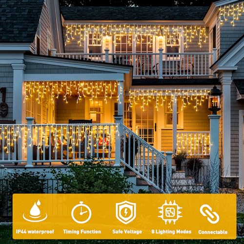 Jmexsuss EXS-I-0400 38.8Ft Icicle Lights For Outside, 400 Led Icicle Christmas Lights Outdoor Indoor Plug In thumb #7