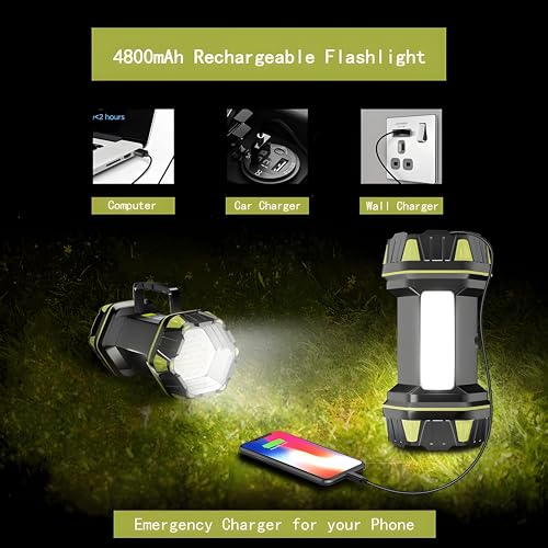Image of Torch Light High Power Long Distance Rechargeable Flashlight, 8 Modes Handheld Spotlight for Camping, Waterproof, Emergency Light for Outdoor, USB Cable Included with Tripod (3 Months Warranty)
