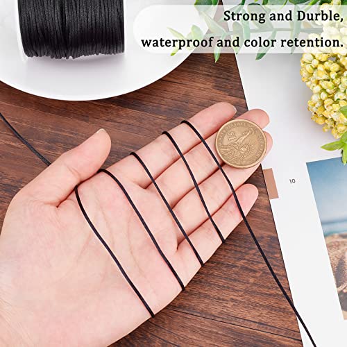 SUNNYCLUE 1 Roll 70m 76.55 Yards Black Satin Rattail Cord 1mm Silk Trim Cord Beading String Nylon Thread for Bracelets Chinese Knotting Sewing Braided Necklace Lanyard Macrame Keychain Kumihimo Craft - Image 3