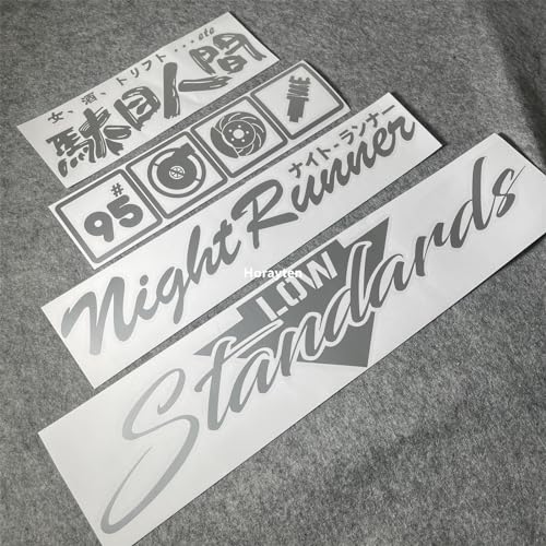 Image of Car Stickers for Night Runner Low Standards 95# Turbo Decal Auto Rear Windshield Window Tape 1 Set (Grey)