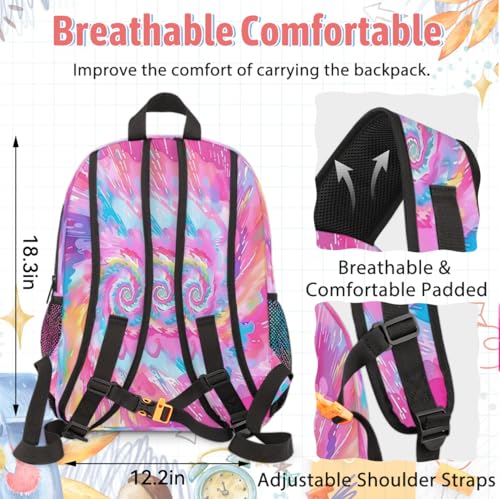 Tie Dye Backpack with Lunch Box Lightweight Large Travel Laptop Backpacks Set Casual Daypacks4