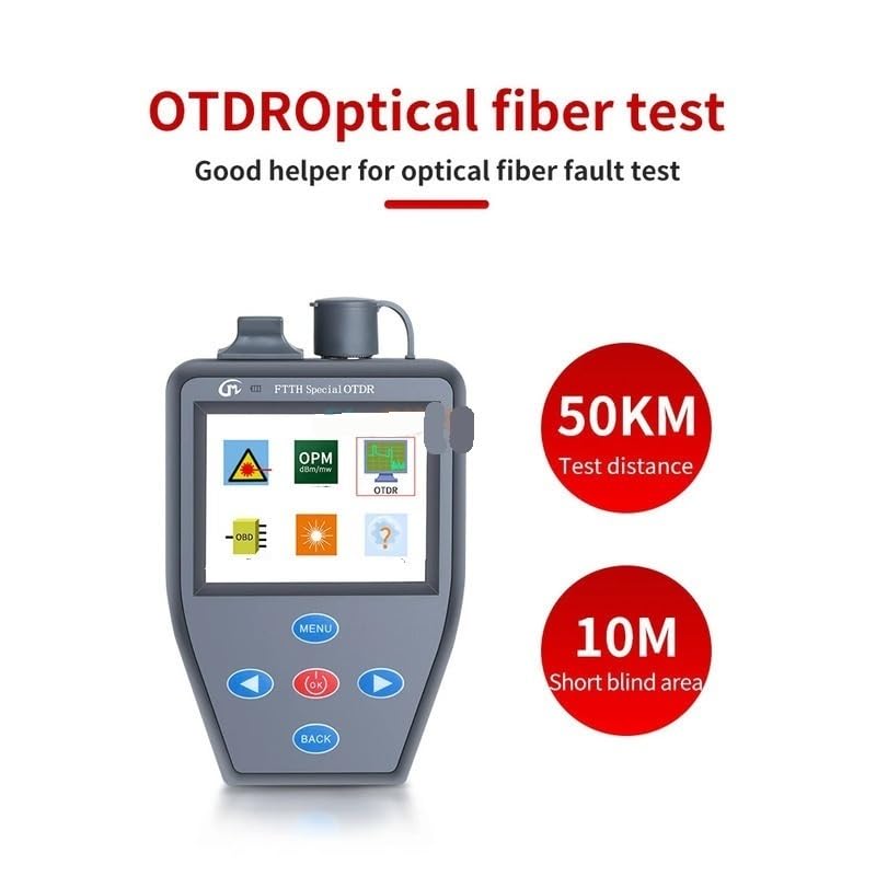 Probador de cable de fibra óptica, Mini probador de fibra multifunción mano OTDR con medidor potencia óptica fuente luz estable FTTH