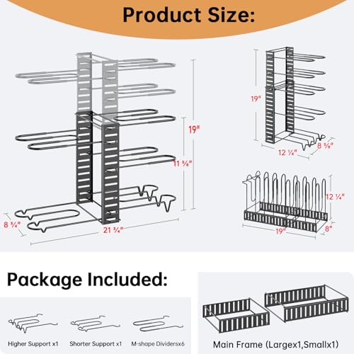 Image of MUDEELA 8-Tier Adjustable Pots and Pans Organizer Rack under Cabinet, Blcak