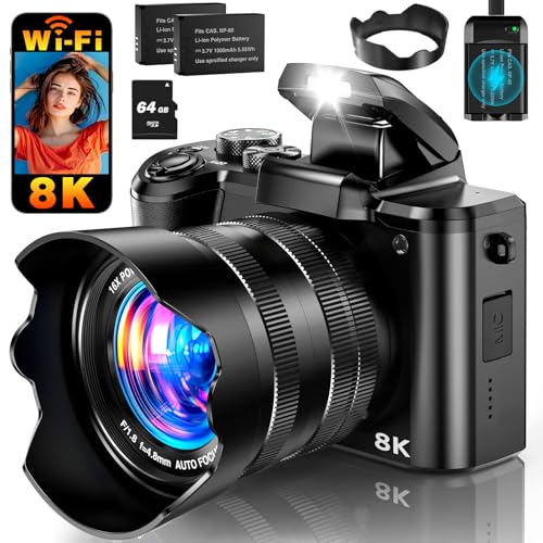 8K Digital Camera, 88MP WiFi Cameras for Photography with 3.2' Touchscreen, 16X Zoom Autofocus...
