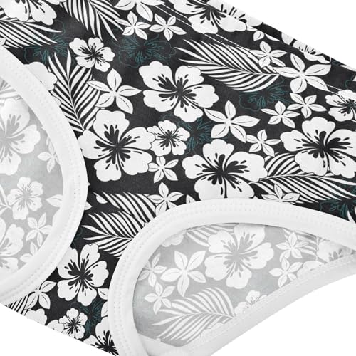 Little Girls' Soft Cotton Underwear Kids Breathable Comfort Black Hibiscus Flower Panties Briefs Toddler4