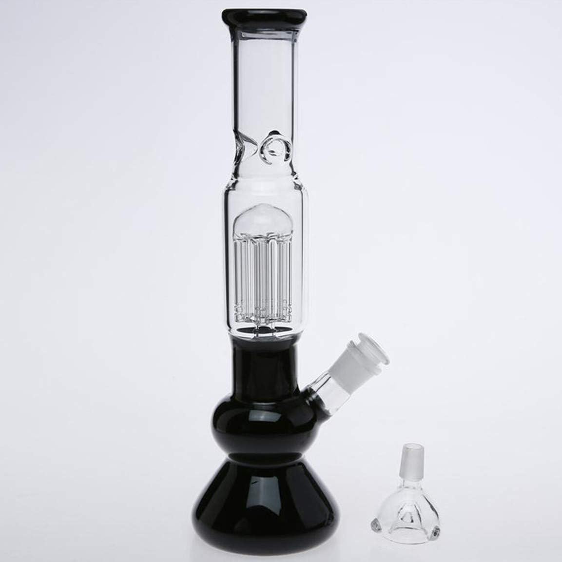 LSN Black Glass Bong 12.4" Tall Ice Water Pipe Percolator(14.4 mm Joint)