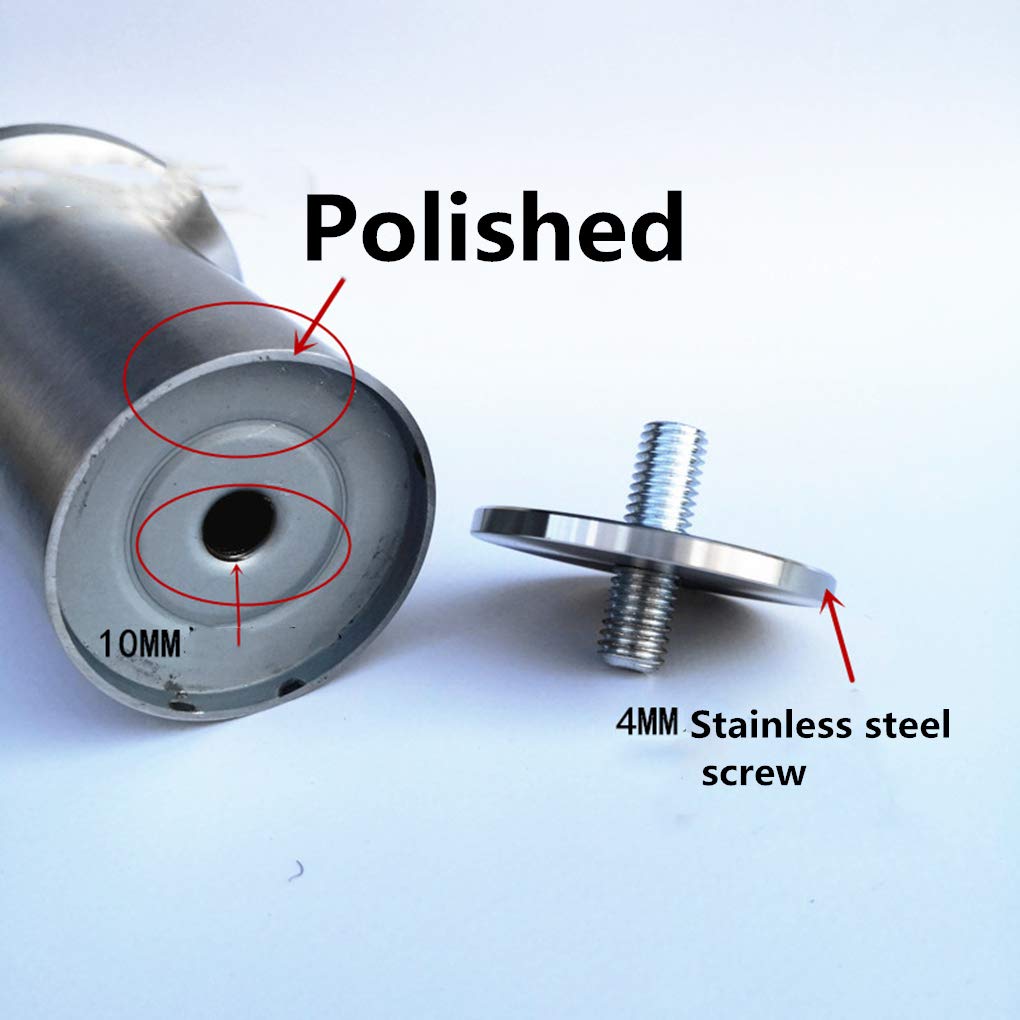 Confezione da 4 gambe per divano in acciaio inox da 60 cm, piedini rotondi resistenti con viti M10 per supporto dell'armadio, ideali per la casa e l'ufficio, finitura in metallo spazzolato