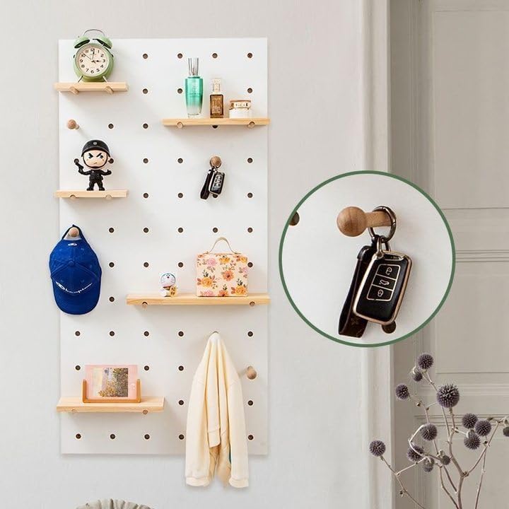 Wall-Mounted Arch Pegboard Storage Set, Wooden Display Shelf for Living Room & Office, Large 23.6 * 47.2in/60 * 120cm (Green) - Stylish Organization Solution