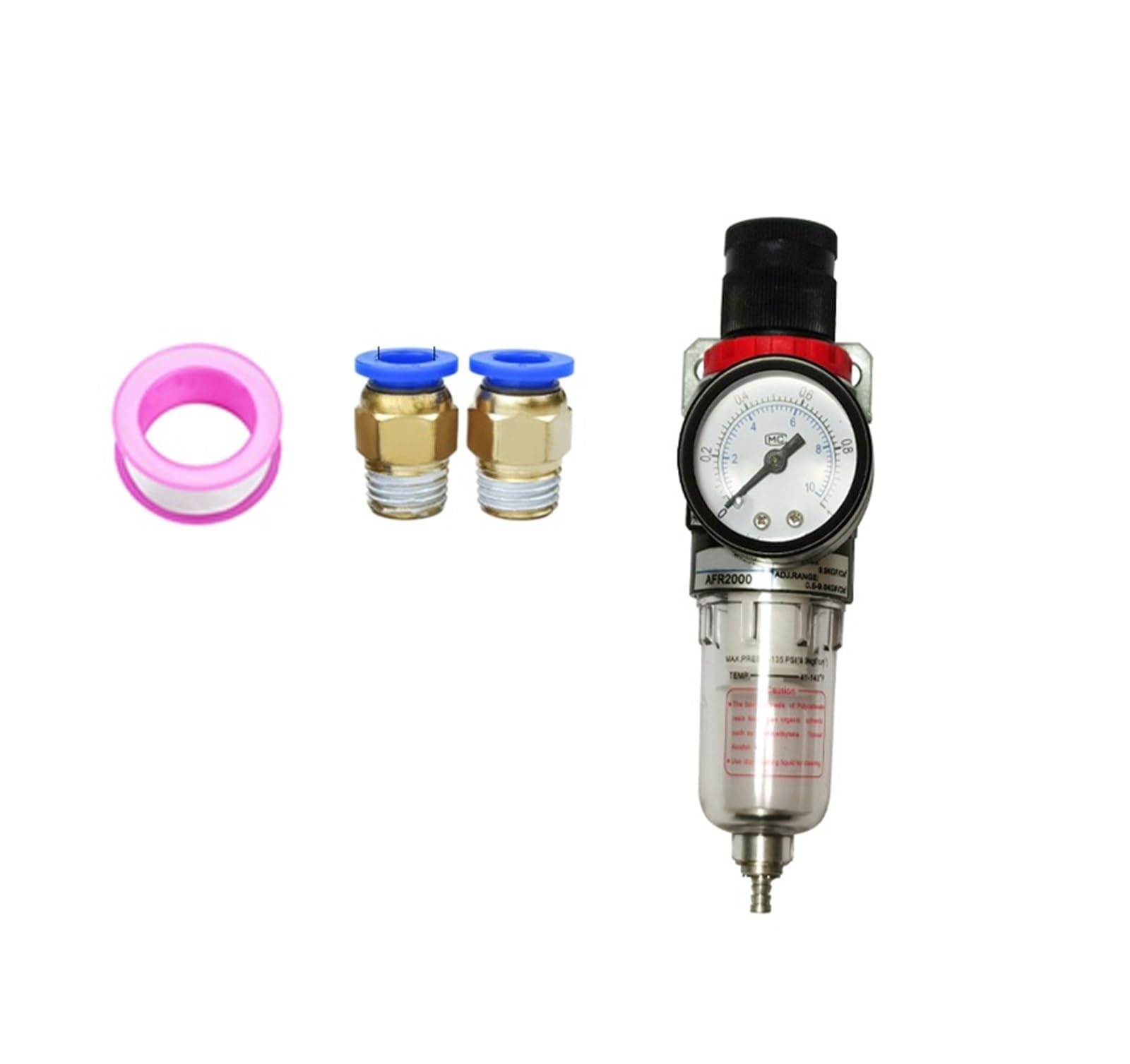 AFR2000 PT1/10.2 cm Regulador de presión de gas separador de aceite agua filtro pistola pulverizadora compresor separador de agua (con accesorios de 6 mm)