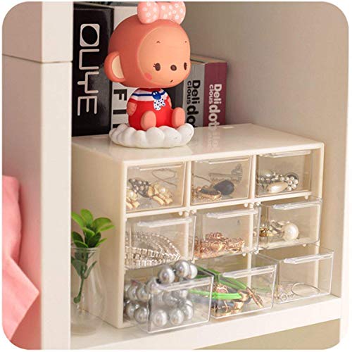 Image of Acrylic Desktop Drawer Organizer Mini Plastic Office Supplies Desk Storage Jewelry Organizer Box 9 Removable Drawers Storage Box Makeup Drawers for Cabinet & Home White