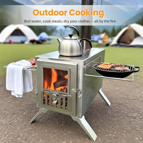 Hot Tent Wood Stove, Stainless Steel Tent Heater with Chimney Pipe - Image 4