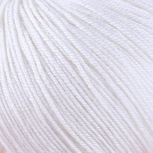Estako Happy Wool (2 Skeins Pack ) 40% Merino Wool 20% Cashmere Type Polyamide 40% Acyrlic Fingering Weight Soft Knitting And Crochet Yarn (2 X 1.76 Oz) (2 X 191 Yds) (8001 - White) #TOP1