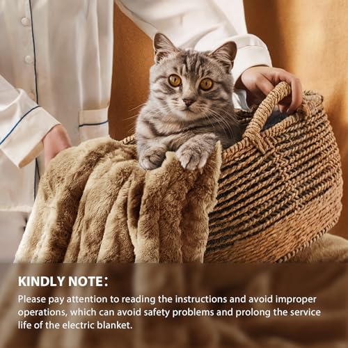 Image of Homemate Heated Blanket Electric Throw - 50 inchx60 inch Heating Blanket Throw 1 /2 /4 /6 /8 Hours Auto-Off 10 Heat Levels Over-Heat Protection Luxury Faux Fur Sherpa ETL Certification