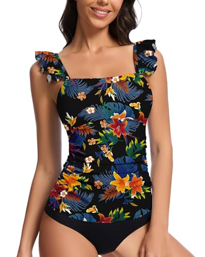 Soneven Tankini Tops for Women Tummy Control Bathing Suit Top No Bottom Ruffle Swim Top 2025