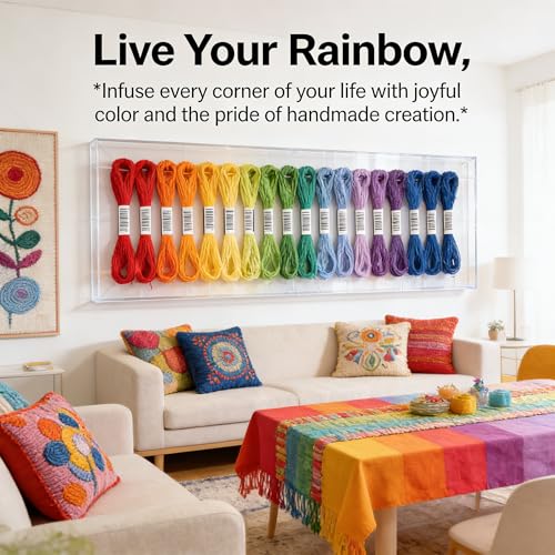 Image of Embroidery Thread & Floss, 20-Color Set 8 Meters /Skein (160M Total), 6-Strand for Friendship Bracelets, Cross Stitch & DIY Supplies-Rainbow Color