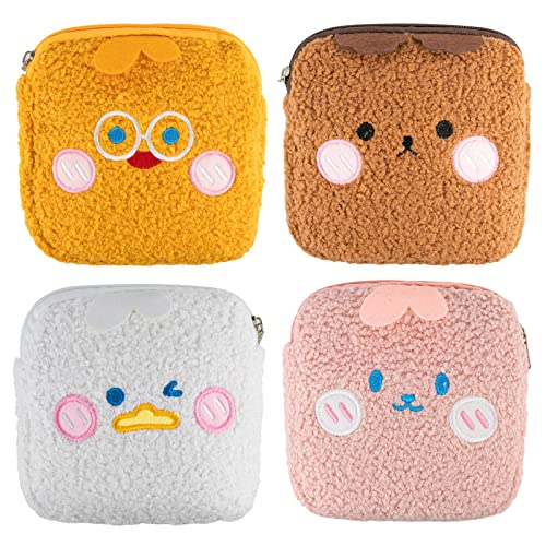 Image of Bisanzoya Sanitary Napkin Storage Bag 4PCS Menstrual Cup Pouch, Portable Period Bag for Women Girls Feminine Menstruation First Period Bag Padded Zipper Pouch Mini Cosmetic Bag for Purse