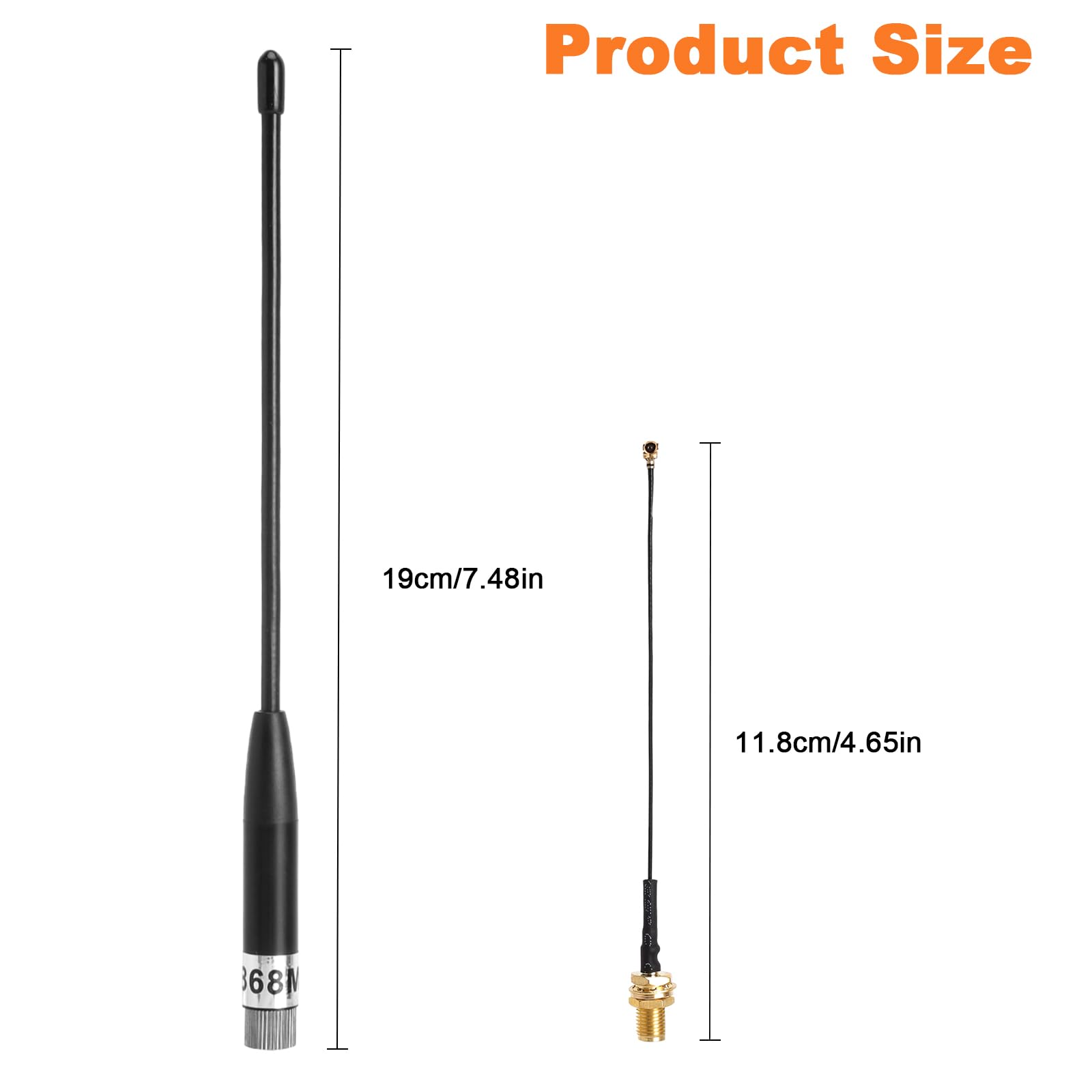 HENGBIRD Antena 868 MHz 8 dbi Meshtastic Lora, długodystansowa antena flex 19 cm, wtyczka SMA, wielokierunkowa, z kablem przedłużającym (1 szt., czarna)