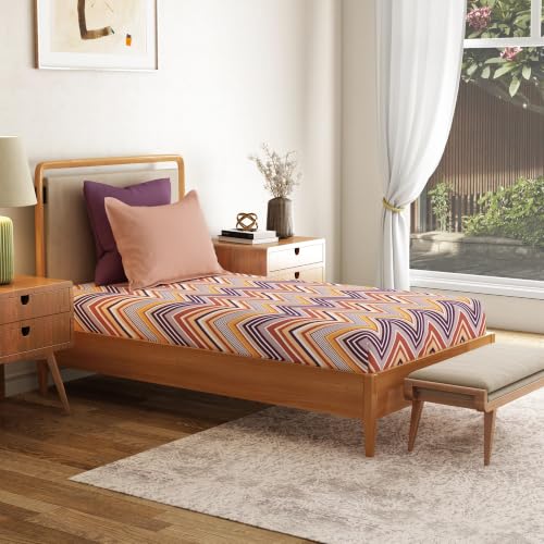 Image of Mytrident Bedsheet for Single Bed Cotton | 60 inch x 90 inch | Wave Purple | 120 TC Single Bedsheet with Pillow Cover| Soft and Breathable | Everyday Collection